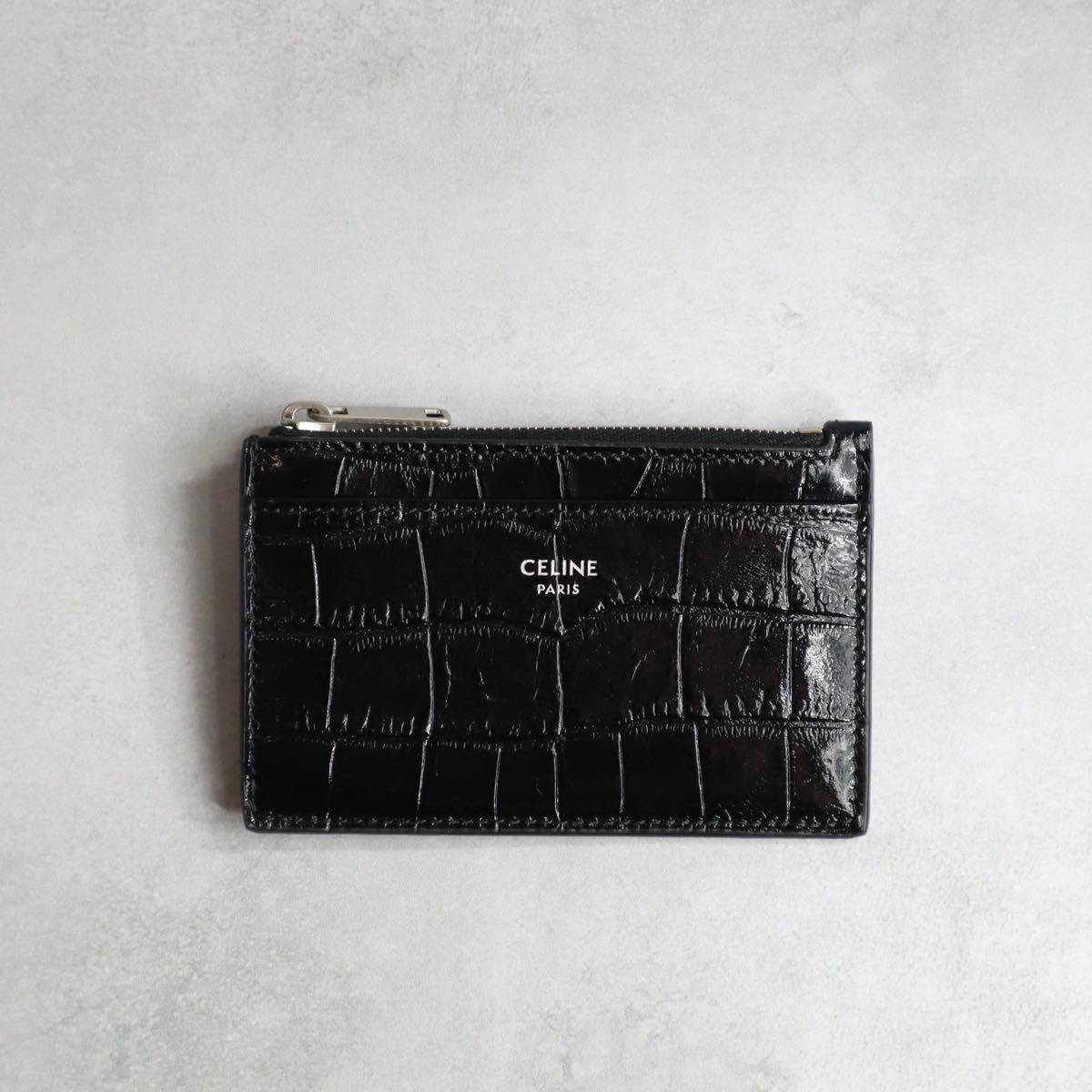CELINE セリーヌ / エンボスクロコダイル ジップカードホルダー